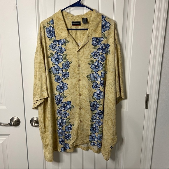 OP Other - Ocean Pacific Men's Shirt Button Down Palm Trees Floral 3X Short Sleeve